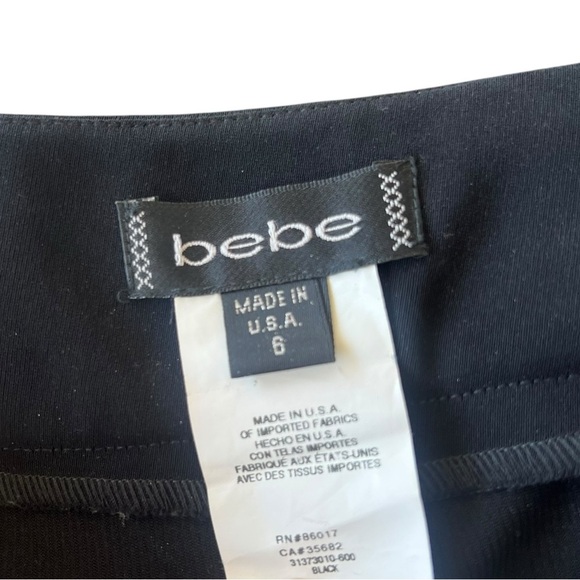 Y2K BEBE Black Split Leg Low Rise Club Pants Belted Flowy Whimsigoth Sz 6 USA - Picture 15 of 16